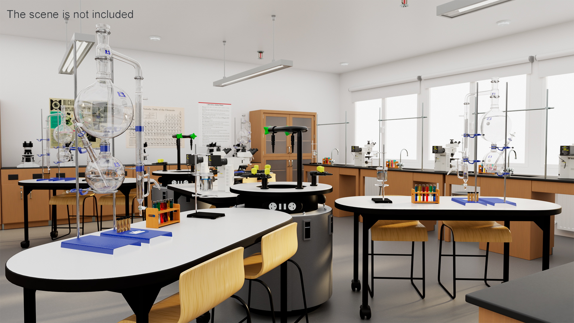 3D model Modular Furniture Set with Equipment for Chemistry Classroom