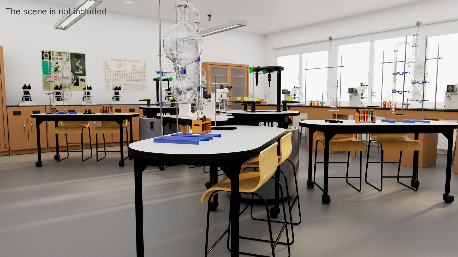 3D model Modular Furniture Set with Equipment for Chemistry Classroom