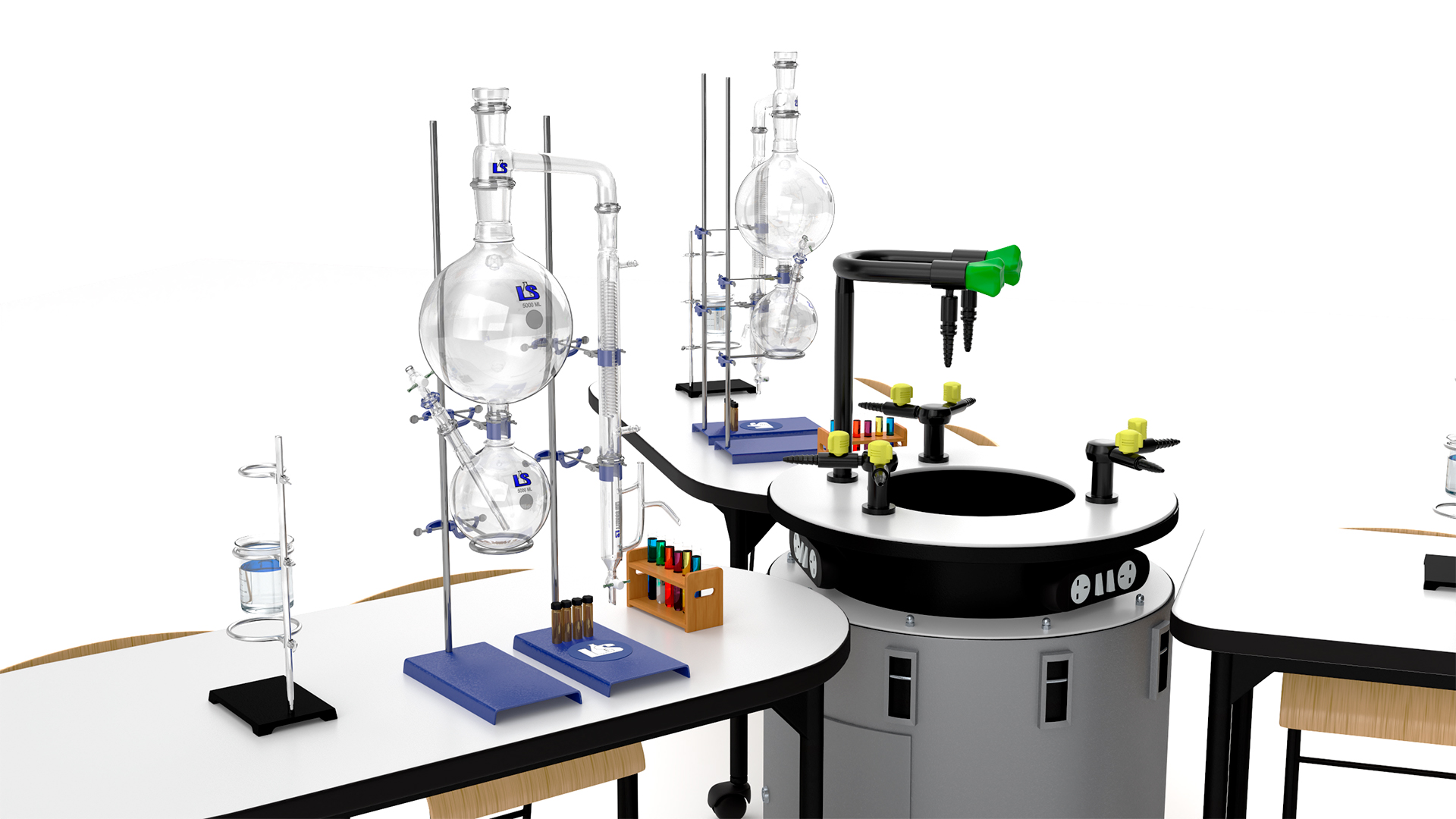 3D model Modular Furniture Set with Equipment for Chemistry Classroom