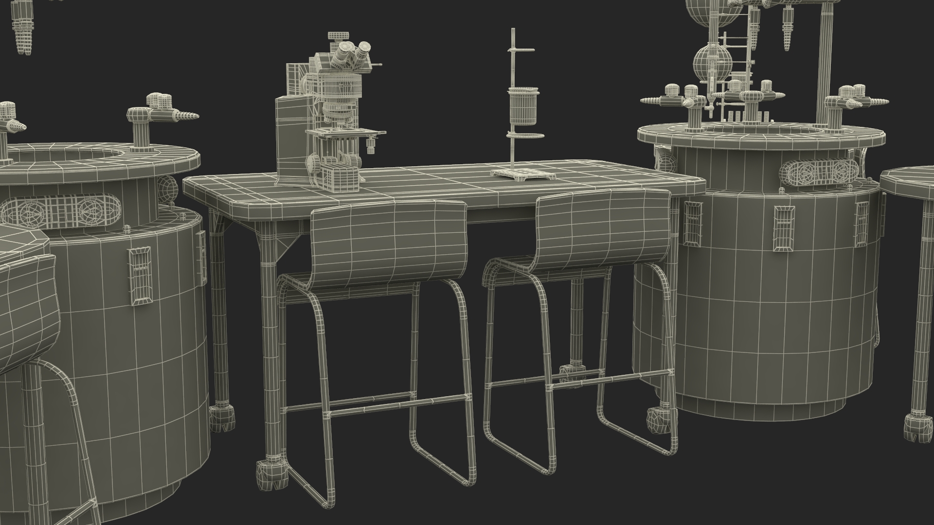 3D model Modular Furniture Set with Equipment for Chemistry Classroom