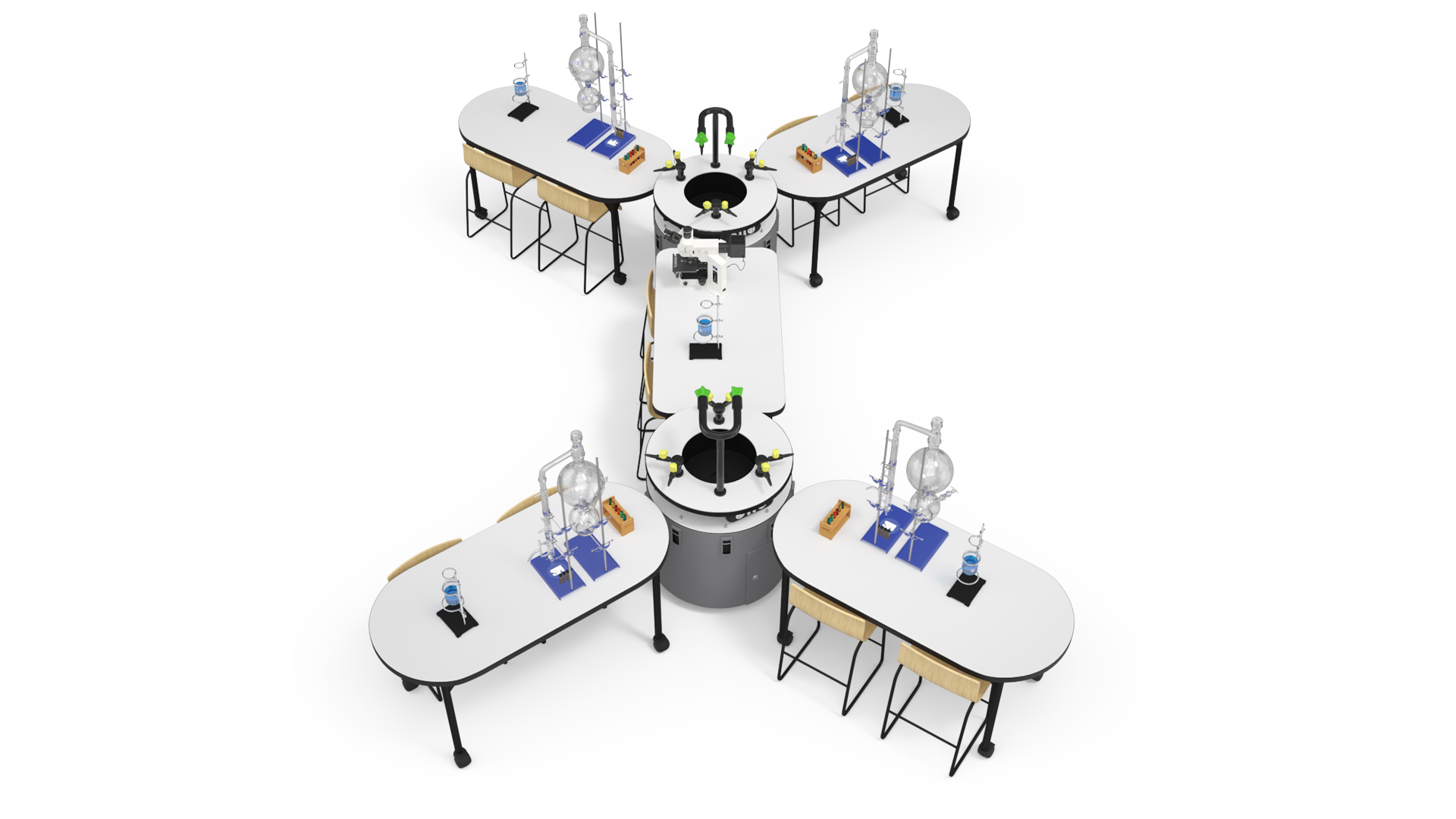 3D model Modular Furniture Set with Equipment for Chemistry Classroom