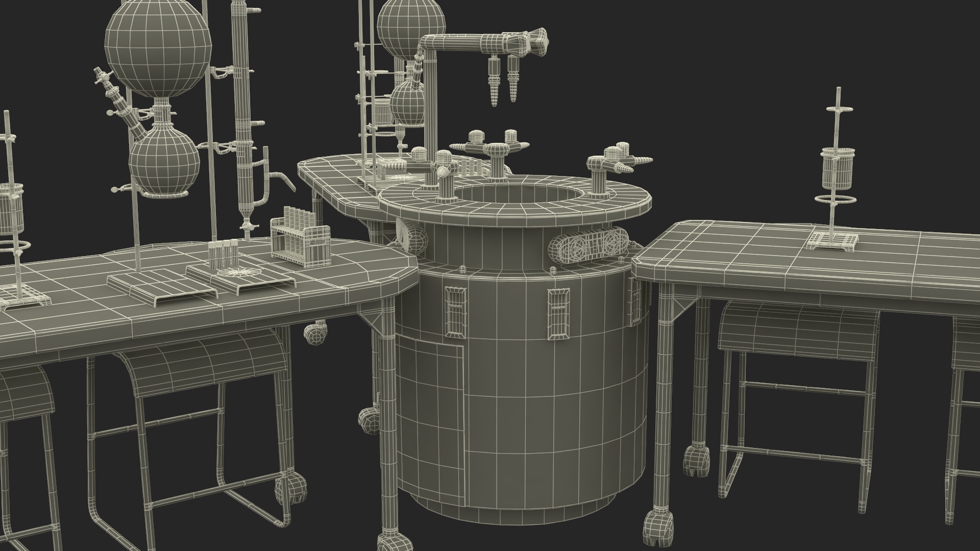 3D model Modular Furniture Set with Equipment for Chemistry Classroom
