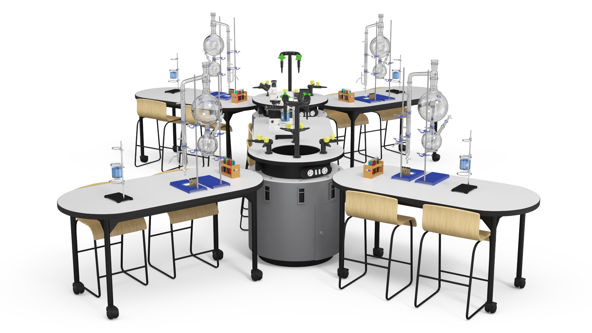 3D model Modular Furniture Set with Equipment for Chemistry Classroom