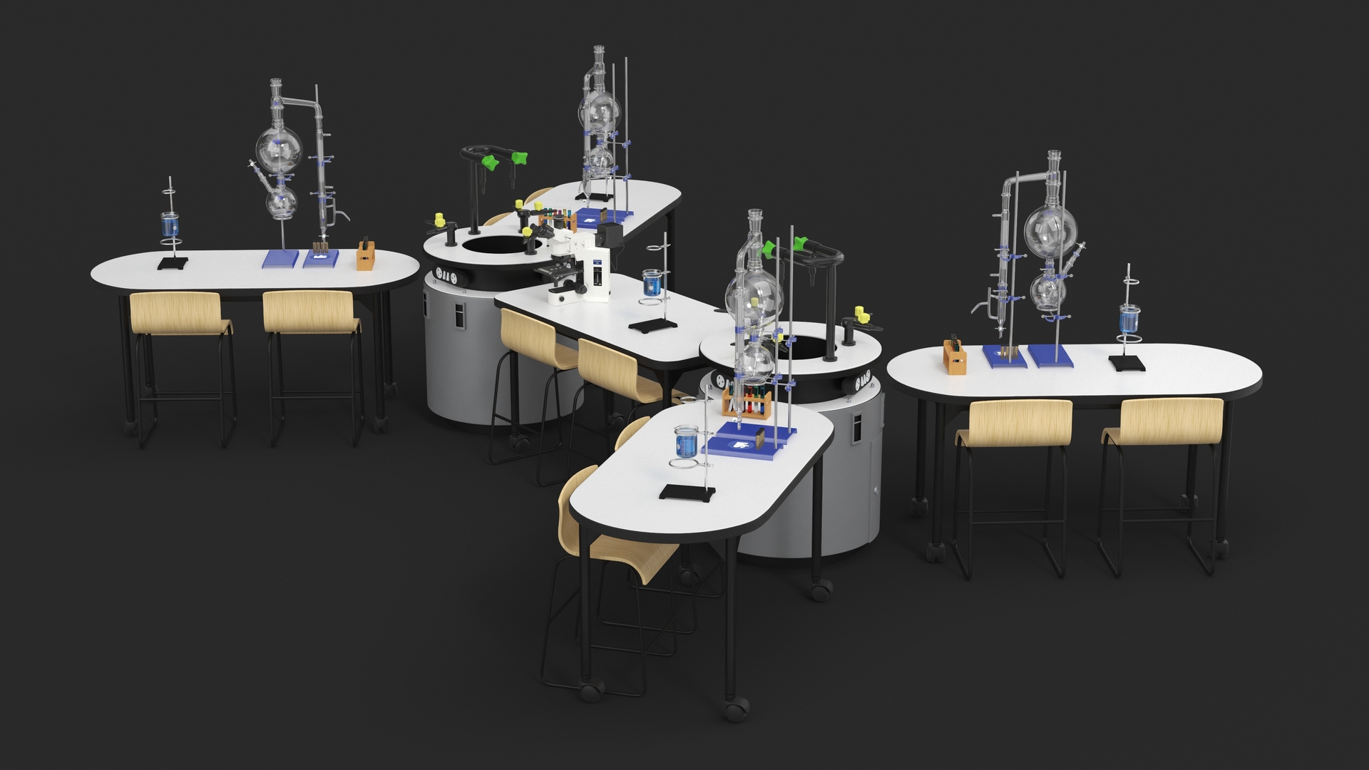 3D model Modular Furniture Set with Equipment for Chemistry Classroom