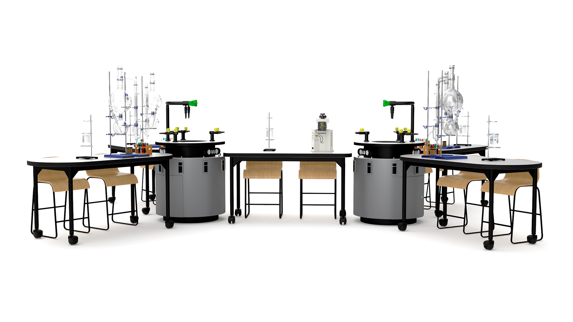 3D model Modular Furniture Set with Equipment for Chemistry Classroom