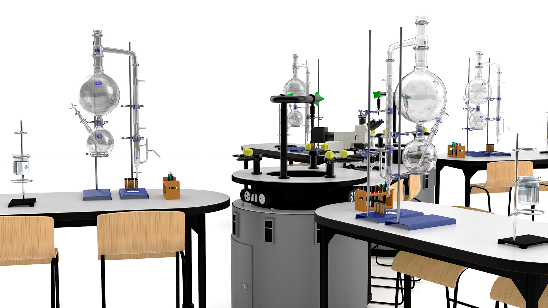 3D model Modular Furniture Set with Equipment for Chemistry Classroom