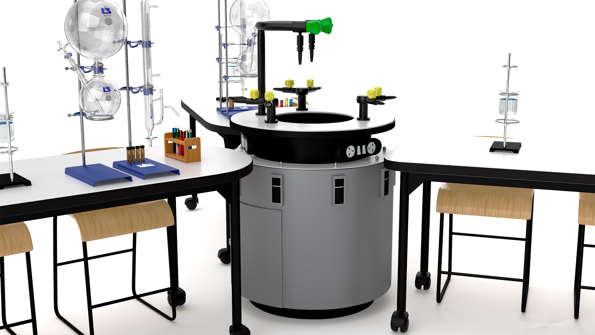 3D model Modular Furniture Set with Equipment for Chemistry Classroom