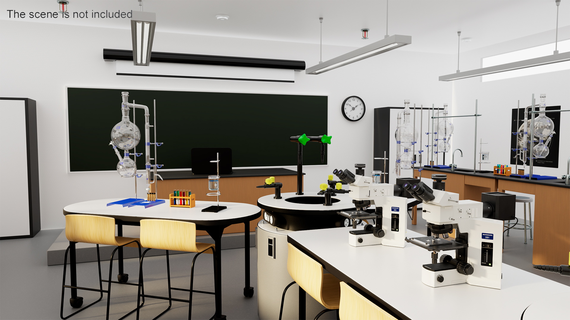 3D model Modular Furniture Set with Equipment for Chemistry Classroom