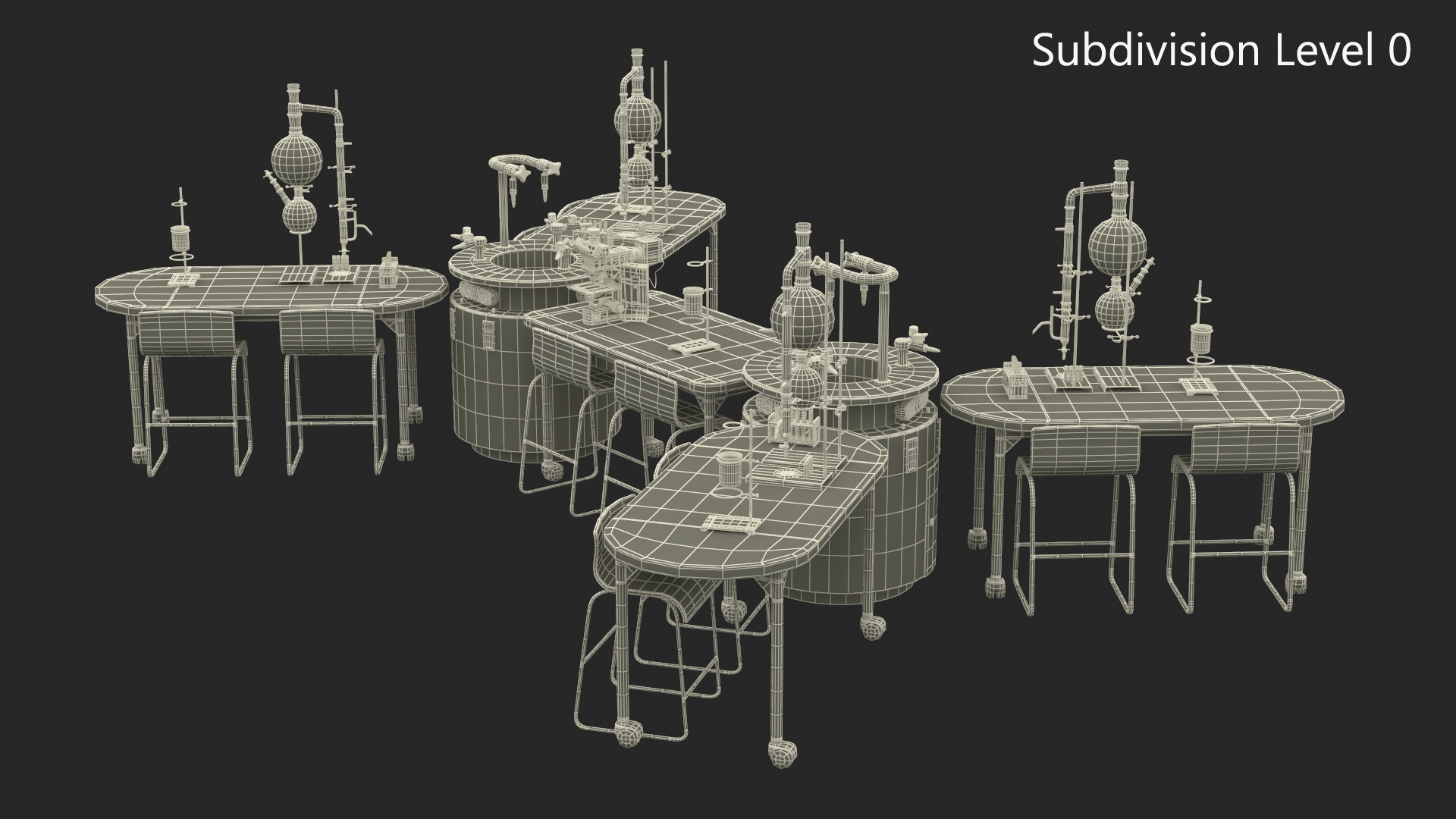 3D model Modular Furniture Set with Equipment for Chemistry Classroom