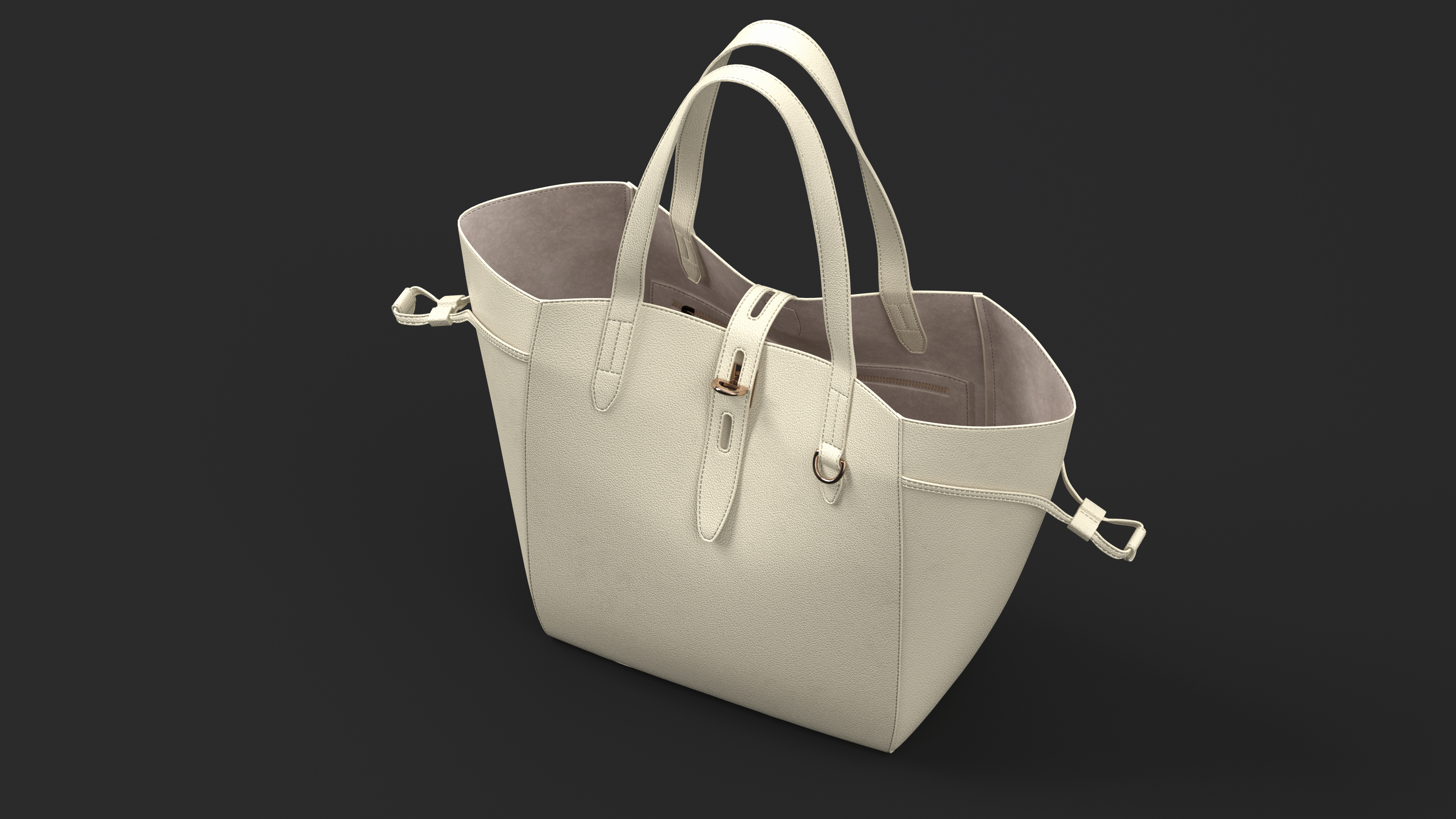 3D model Leather Shopper Tote Bag Beige