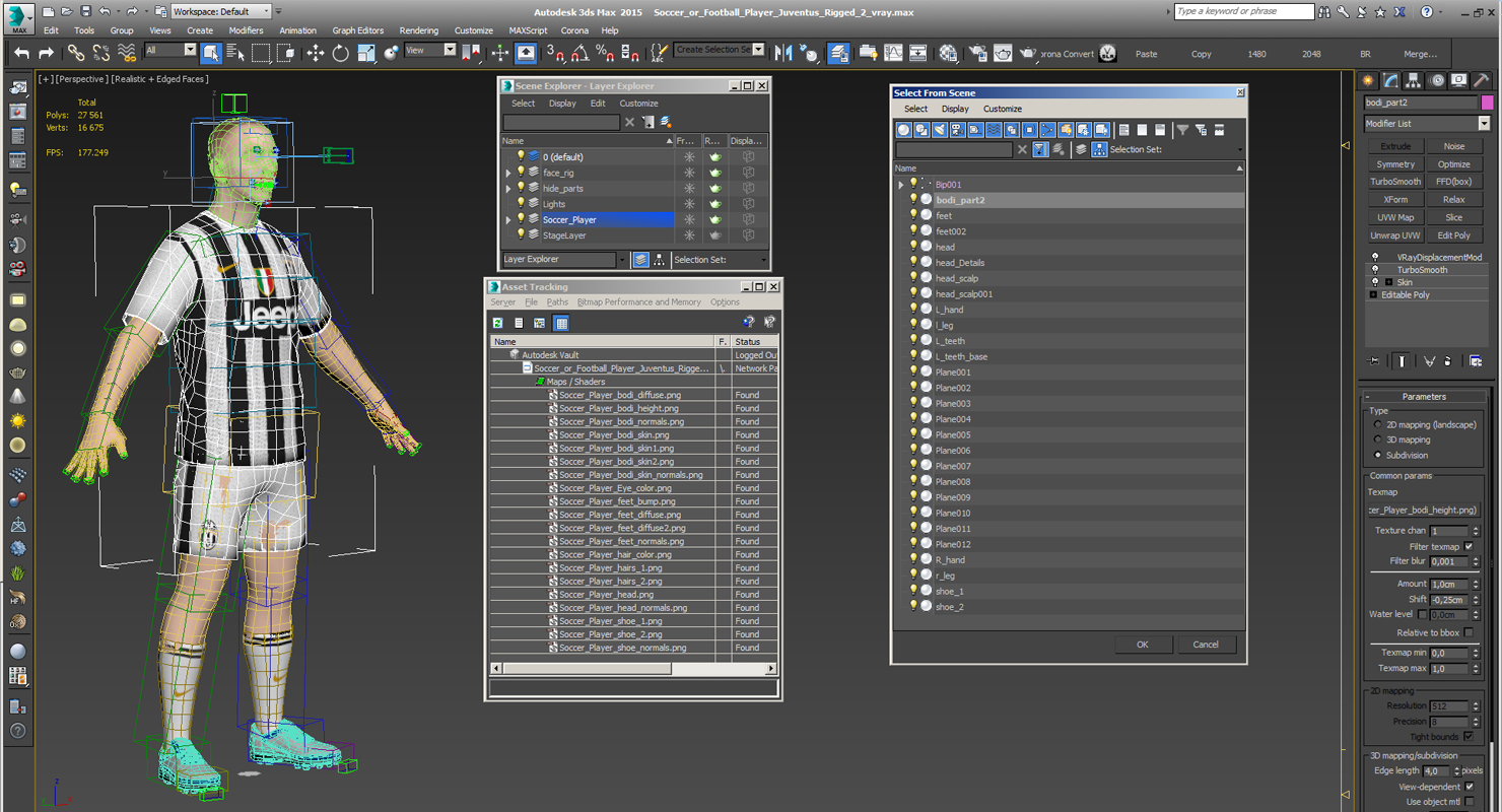 3D Soccer or Football Player Juventus Rigged 2 model