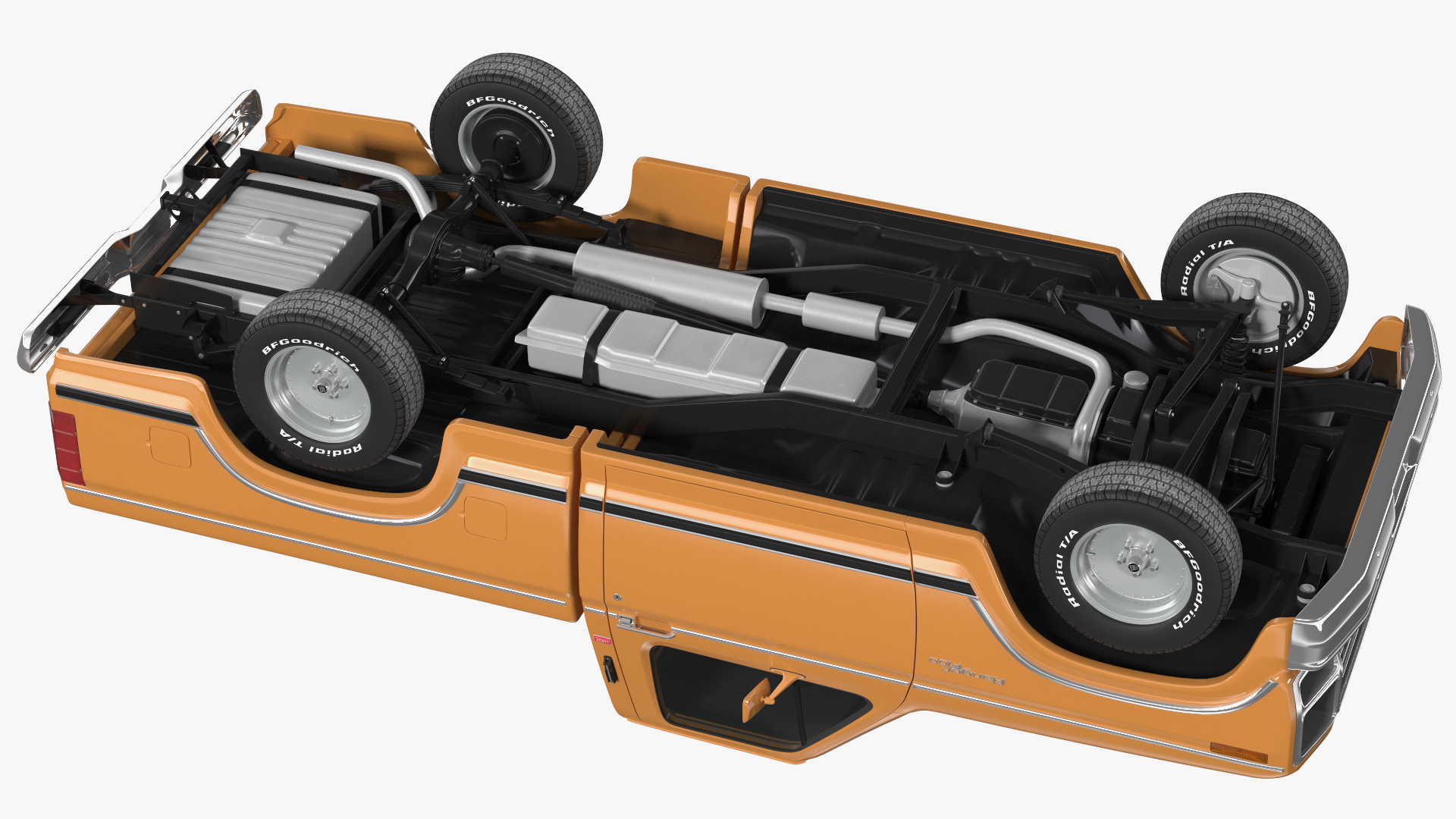 Ford F Series Ranger 1980 Pickup Truck Orange Rigged 3D