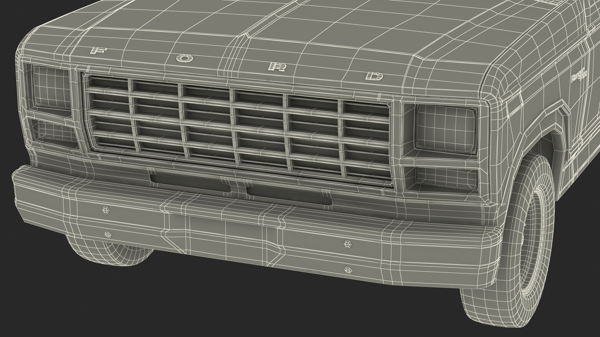 Ford F Series Ranger 1980 Pickup Truck Orange Rigged 3D