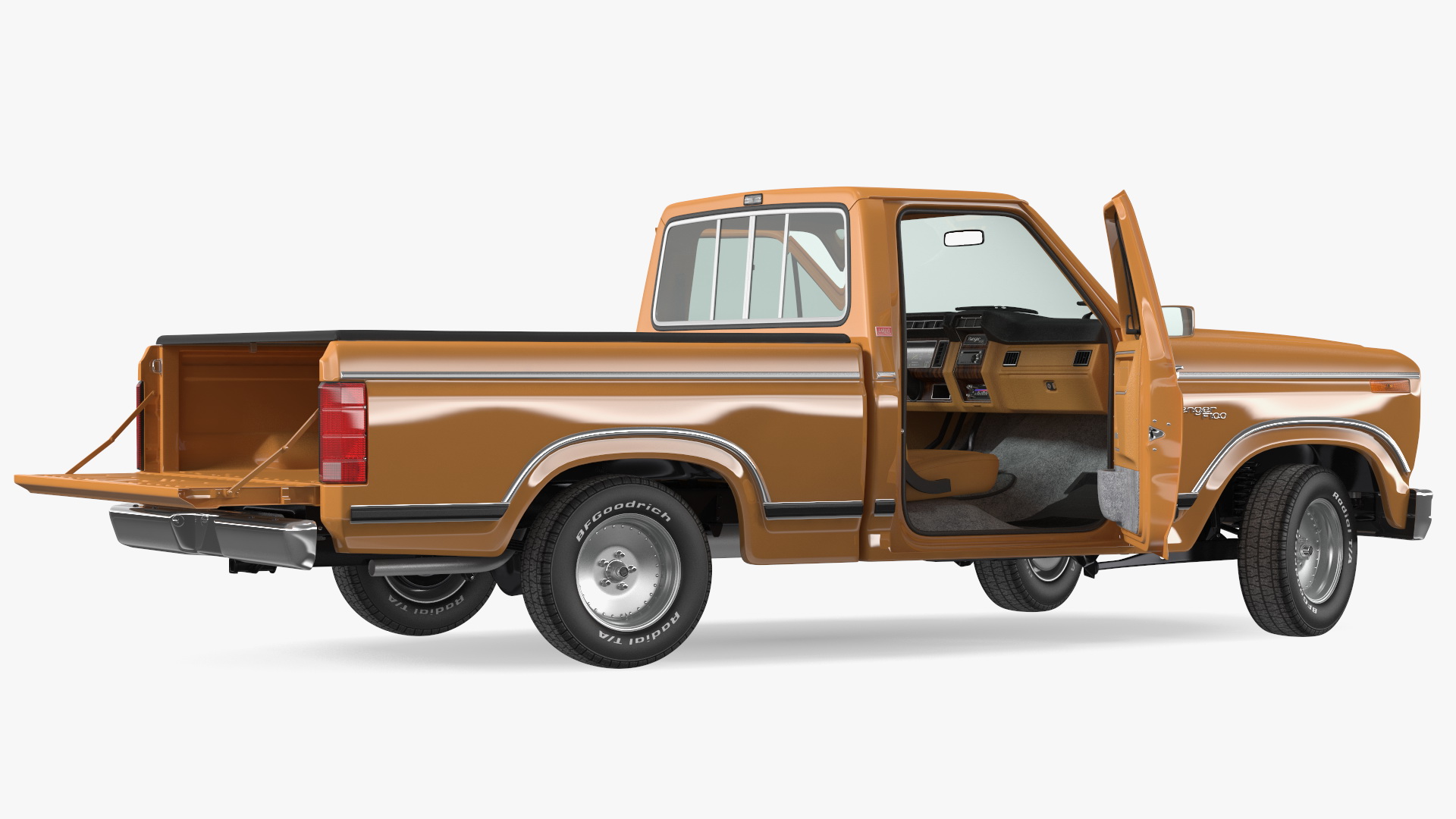 Ford F Series Ranger 1980 Pickup Truck Orange Rigged 3D