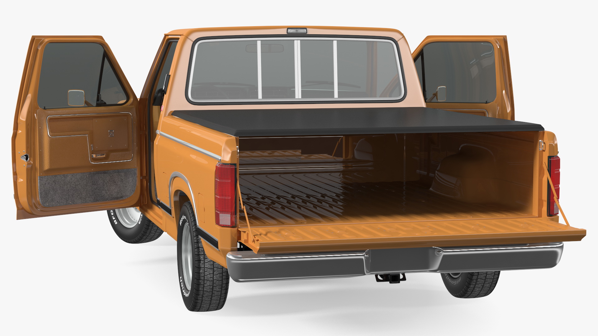 Ford F Series Ranger 1980 Pickup Truck Orange Rigged 3D