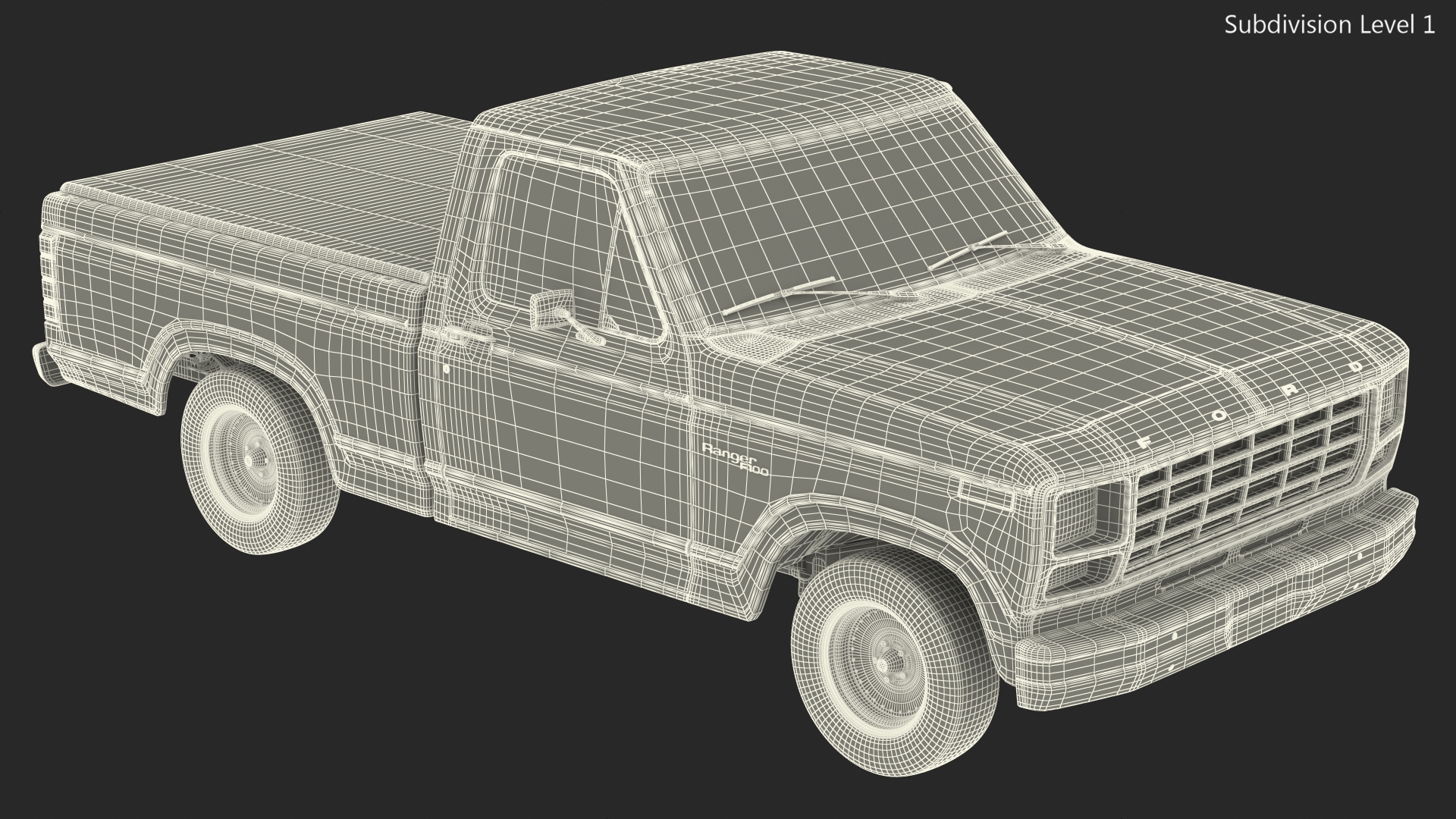 Ford F Series Ranger 1980 Pickup Truck Orange Rigged 3D