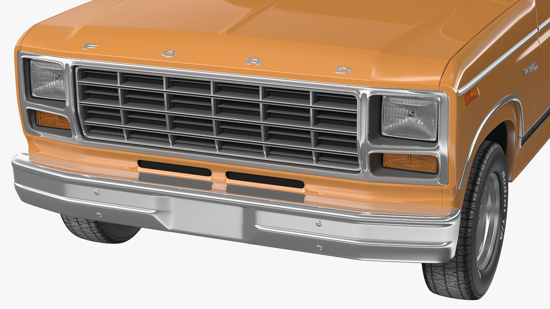 Ford F Series Ranger 1980 Pickup Truck Orange Rigged 3D