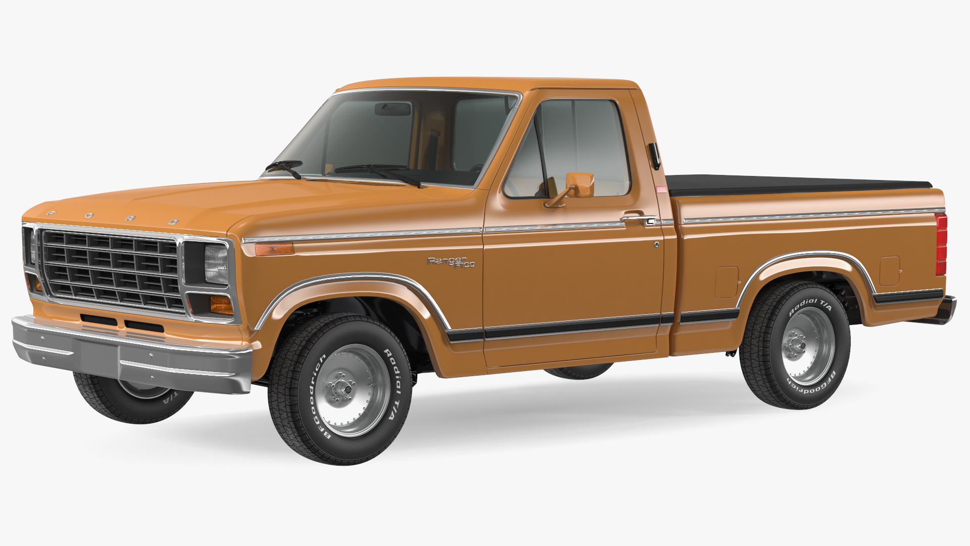 Ford F Series Ranger 1980 Pickup Truck Orange Rigged 3D