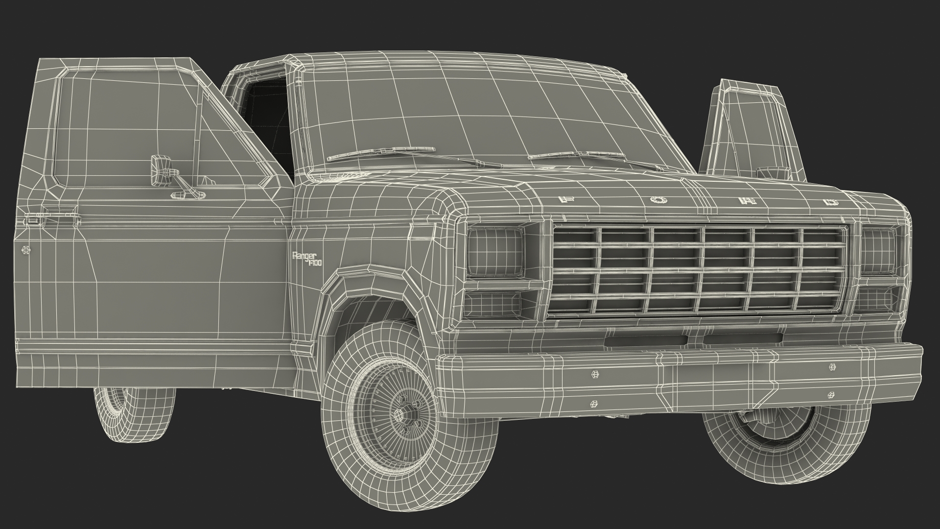 Ford F Series Ranger 1980 Pickup Truck Orange Rigged 3D