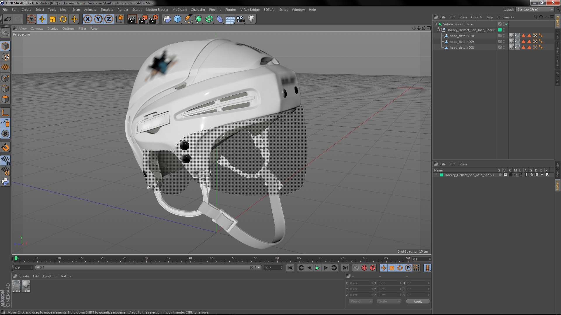 Hockey Helmet San Jose Sharks 3D model