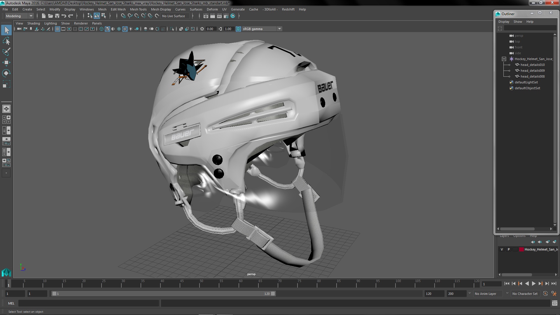 Hockey Helmet San Jose Sharks 3D model