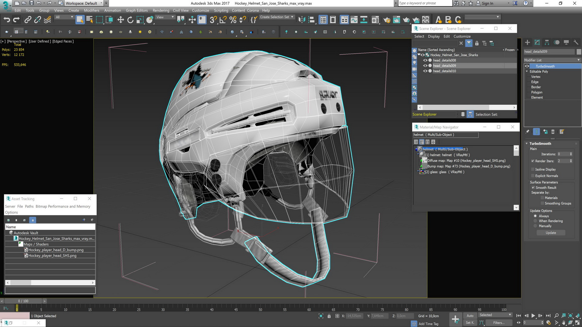 Hockey Helmet San Jose Sharks 3D model