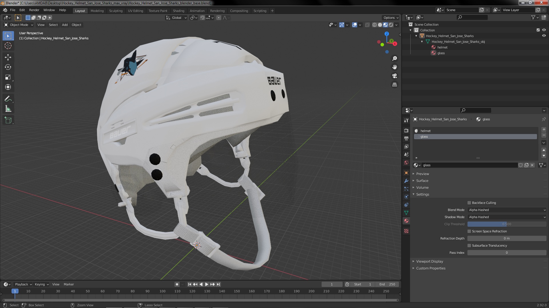 Hockey Helmet San Jose Sharks 3D model