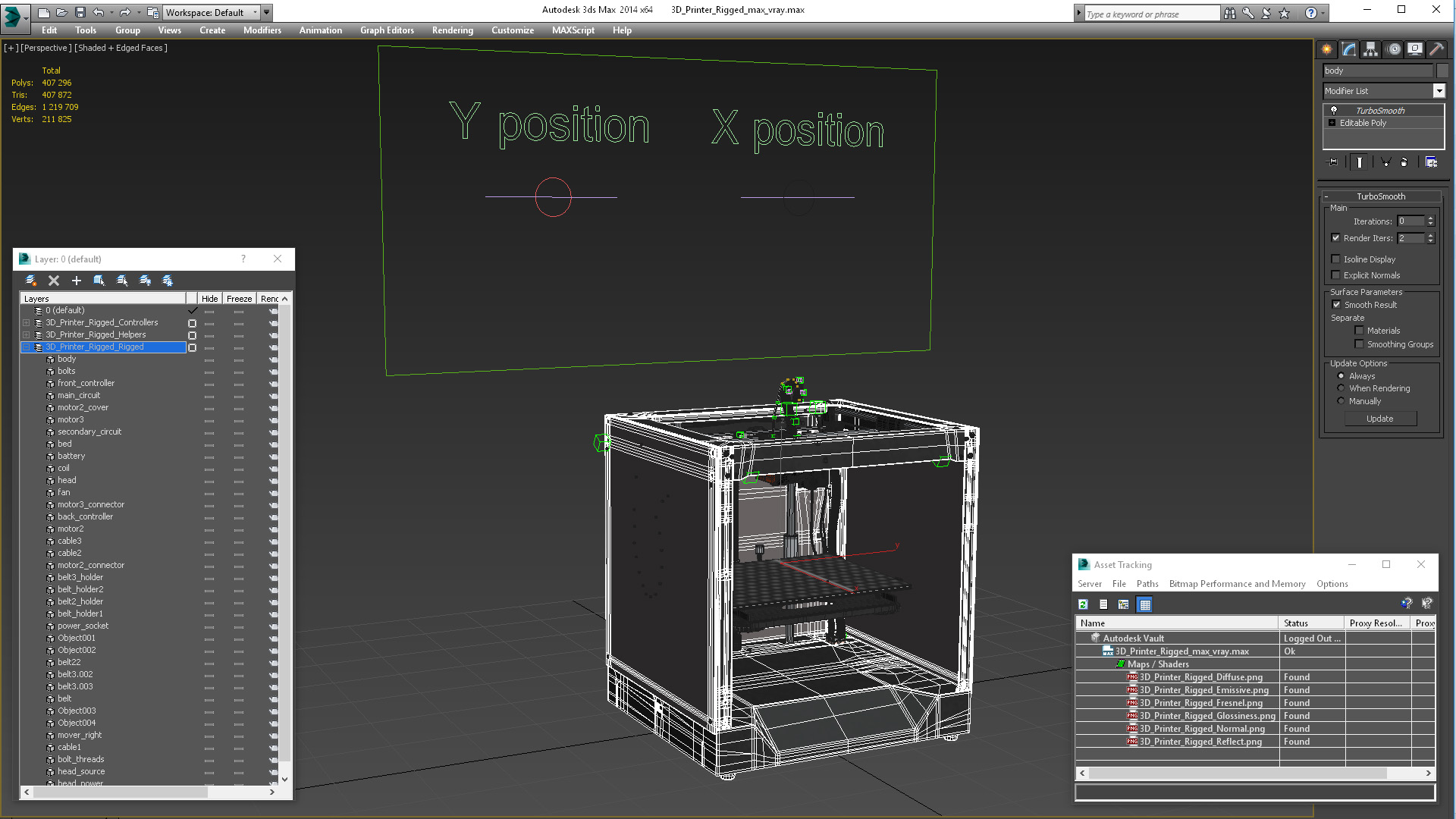 3D 3d Printer Rigged for Maya