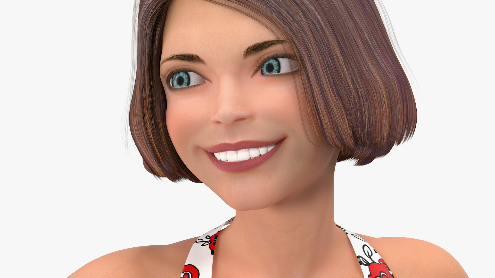 3D model Cartoon Young Girl Romantic Dress Rigged