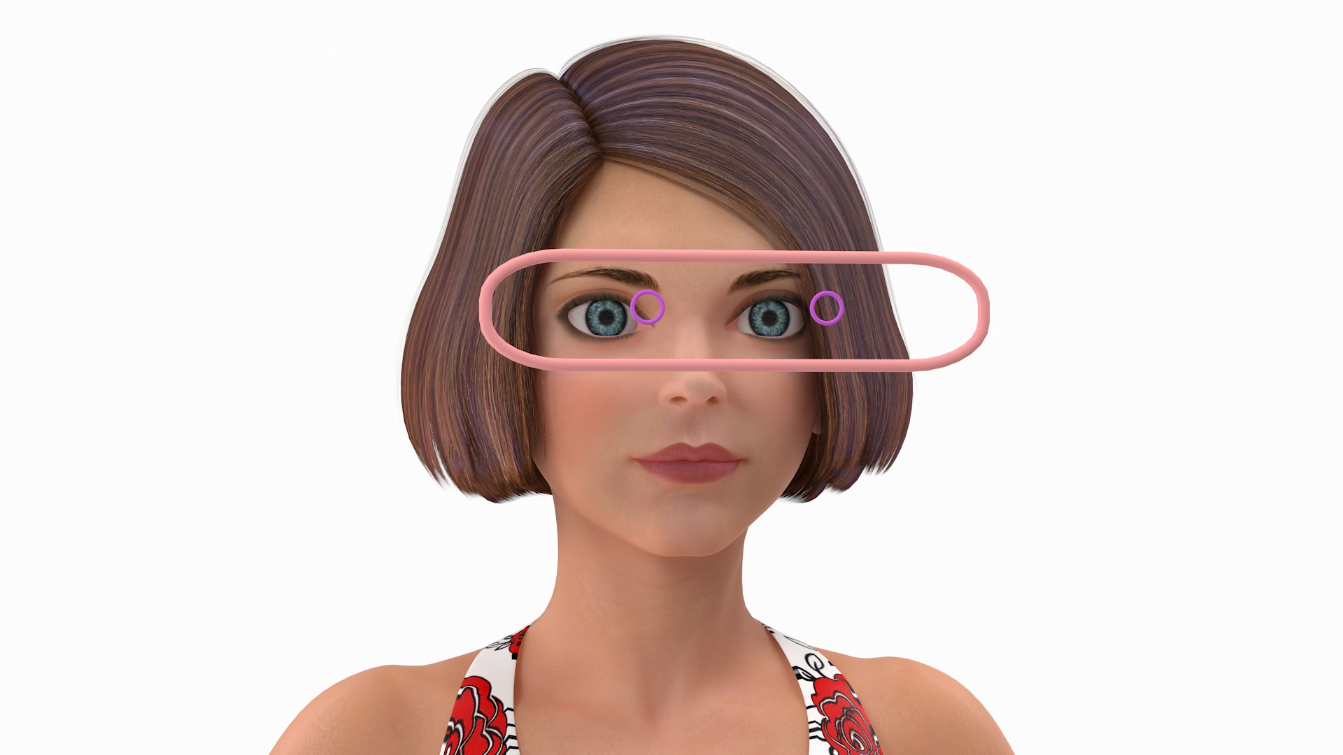 3D model Cartoon Young Girl Romantic Dress Rigged