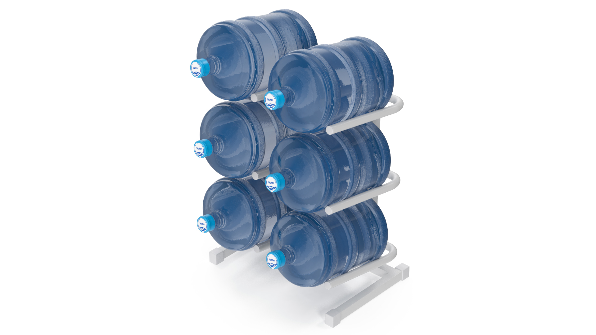 3D Water Bottle Holder with 6 Trays White model