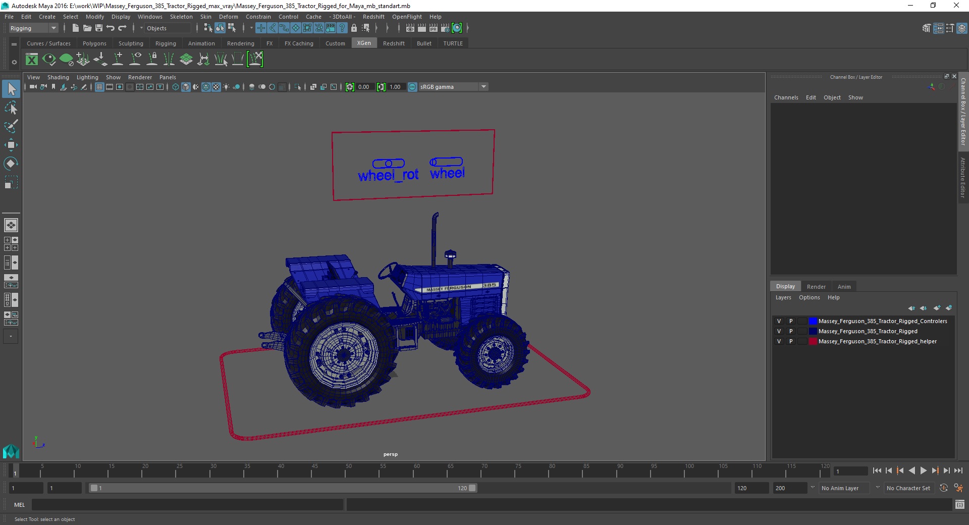 3D Massey Ferguson 385 Tractor Rigged for Maya model