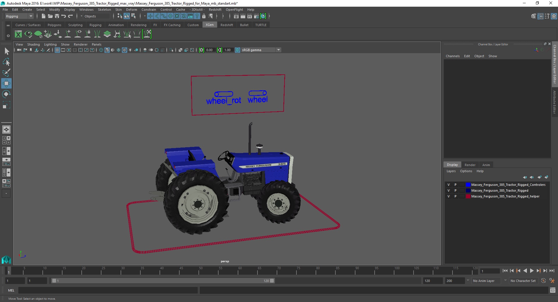 3D Massey Ferguson 385 Tractor Rigged for Maya model