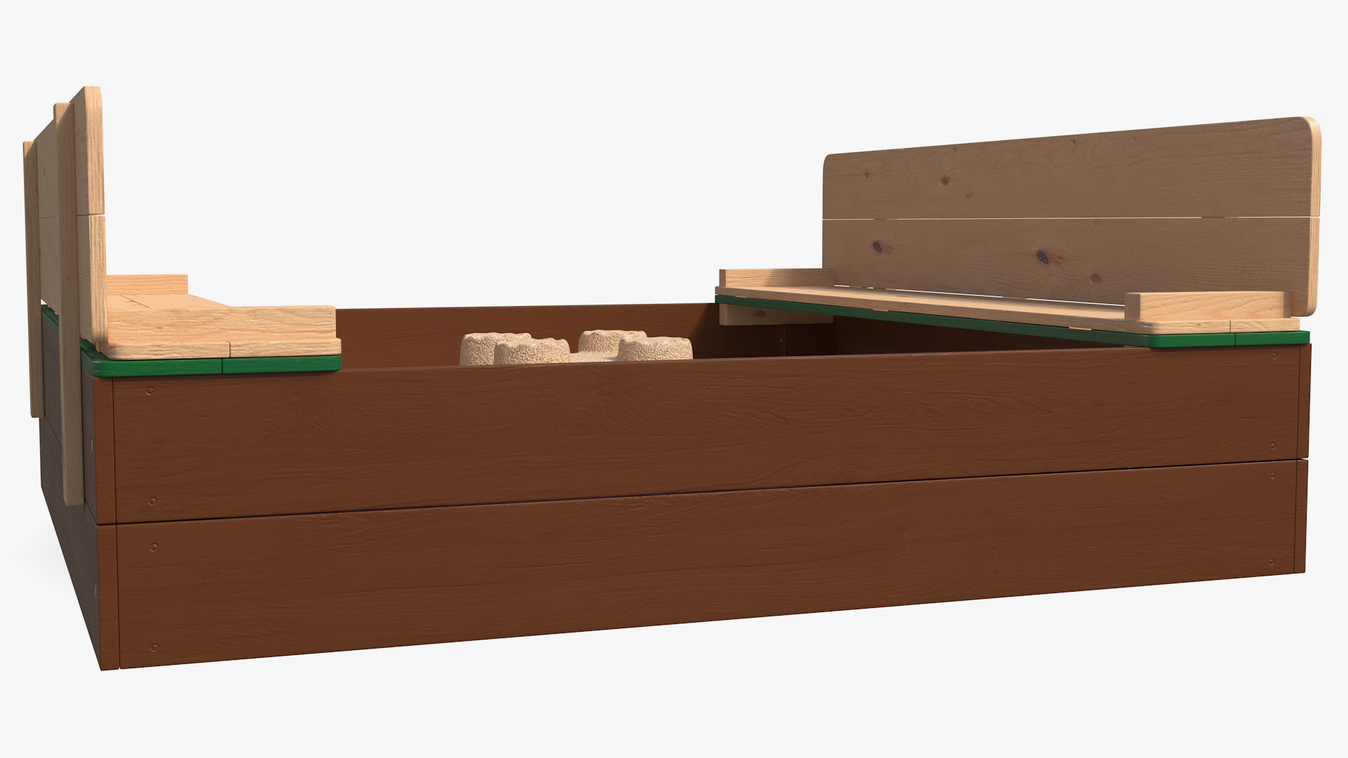 3D Wooden Sandbox with Sand Castle