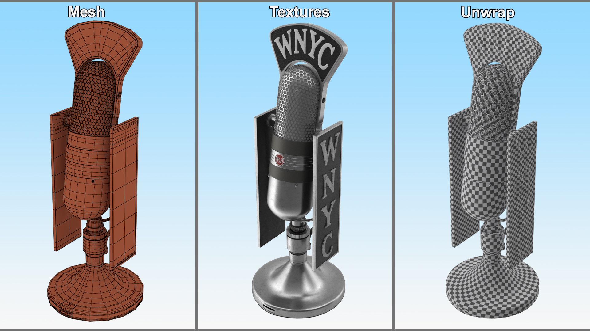 Vintage RCA 77-D Ribbon Microphone 3D model
