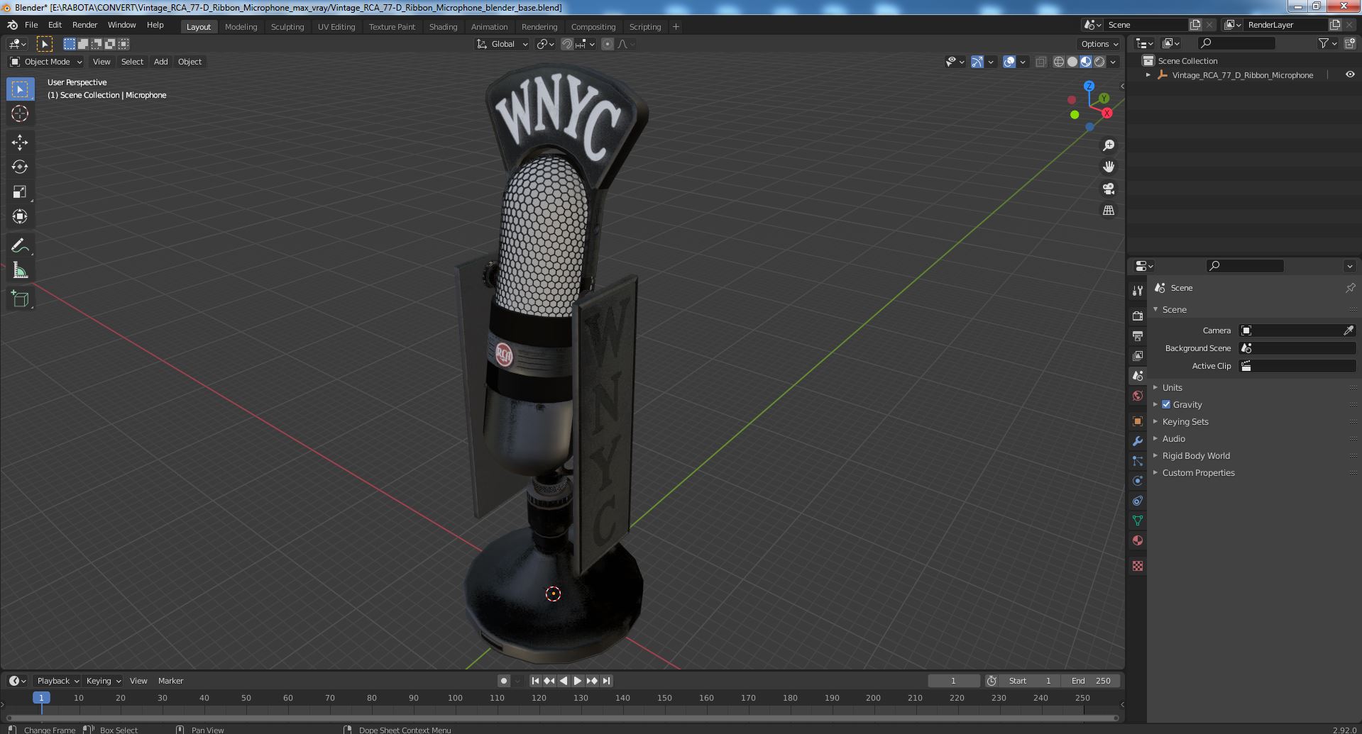 Vintage RCA 77-D Ribbon Microphone 3D model