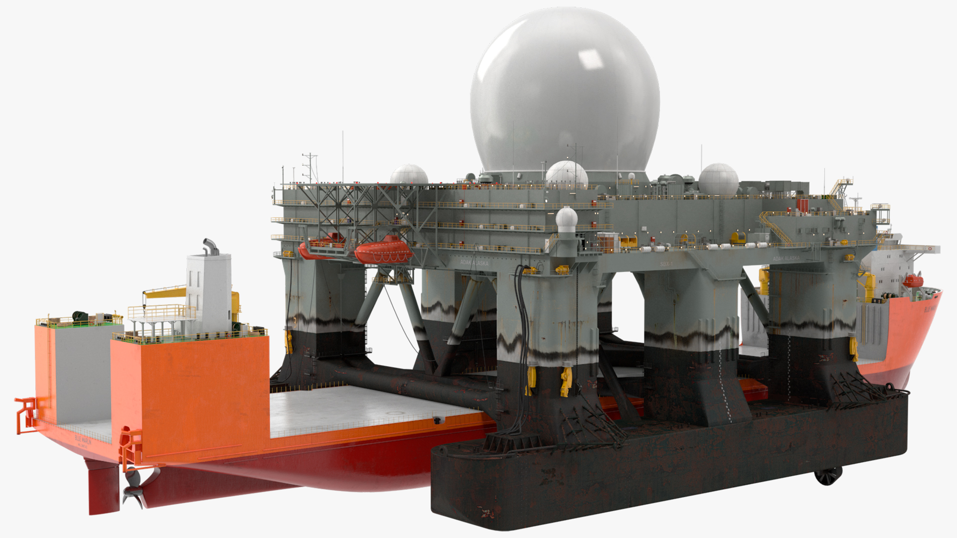 Blue Marlin Heavy Lift Vessel with Sea SBX RIgged 3D model