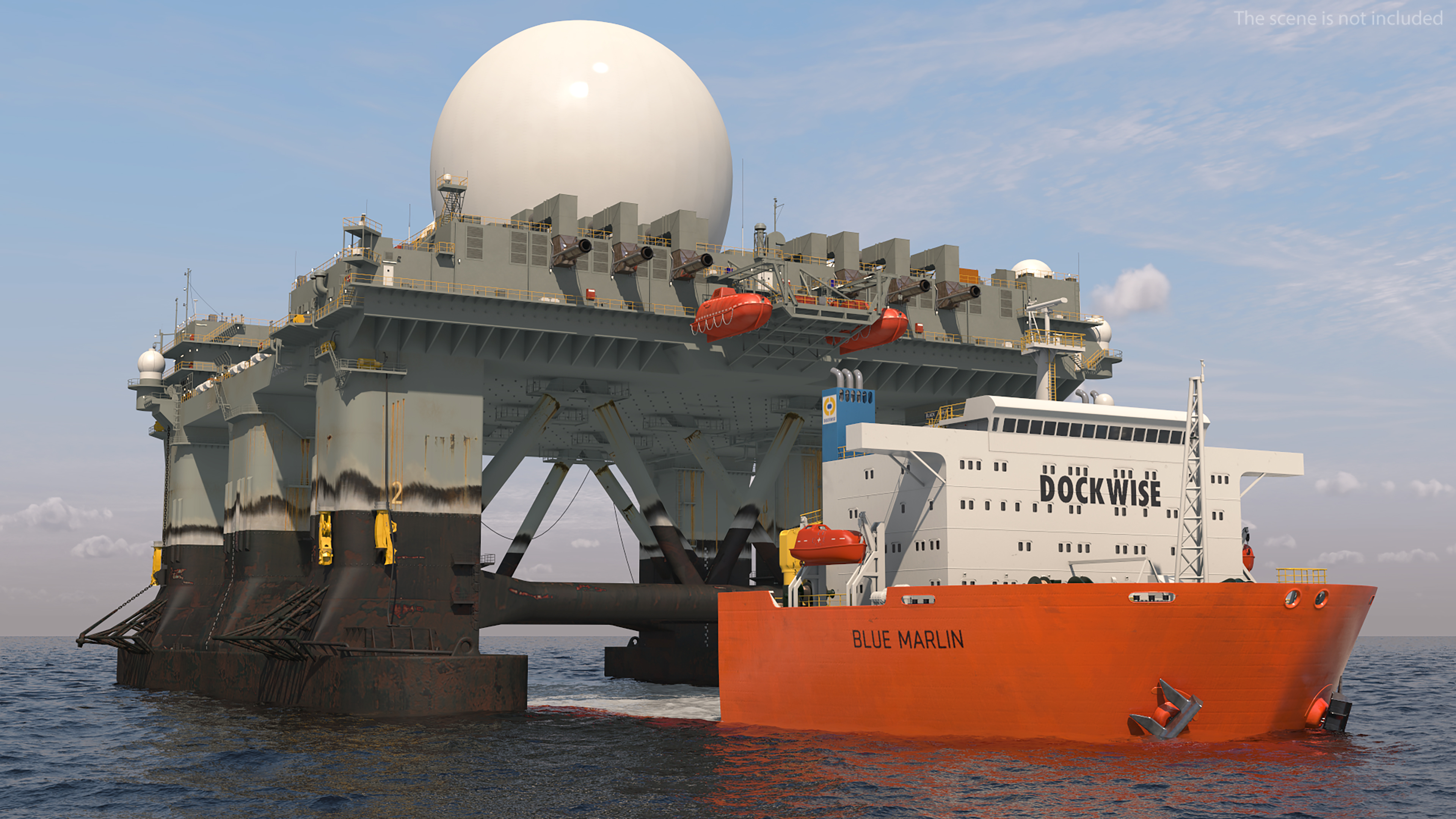 Blue Marlin Heavy Lift Vessel with Sea SBX RIgged 3D model