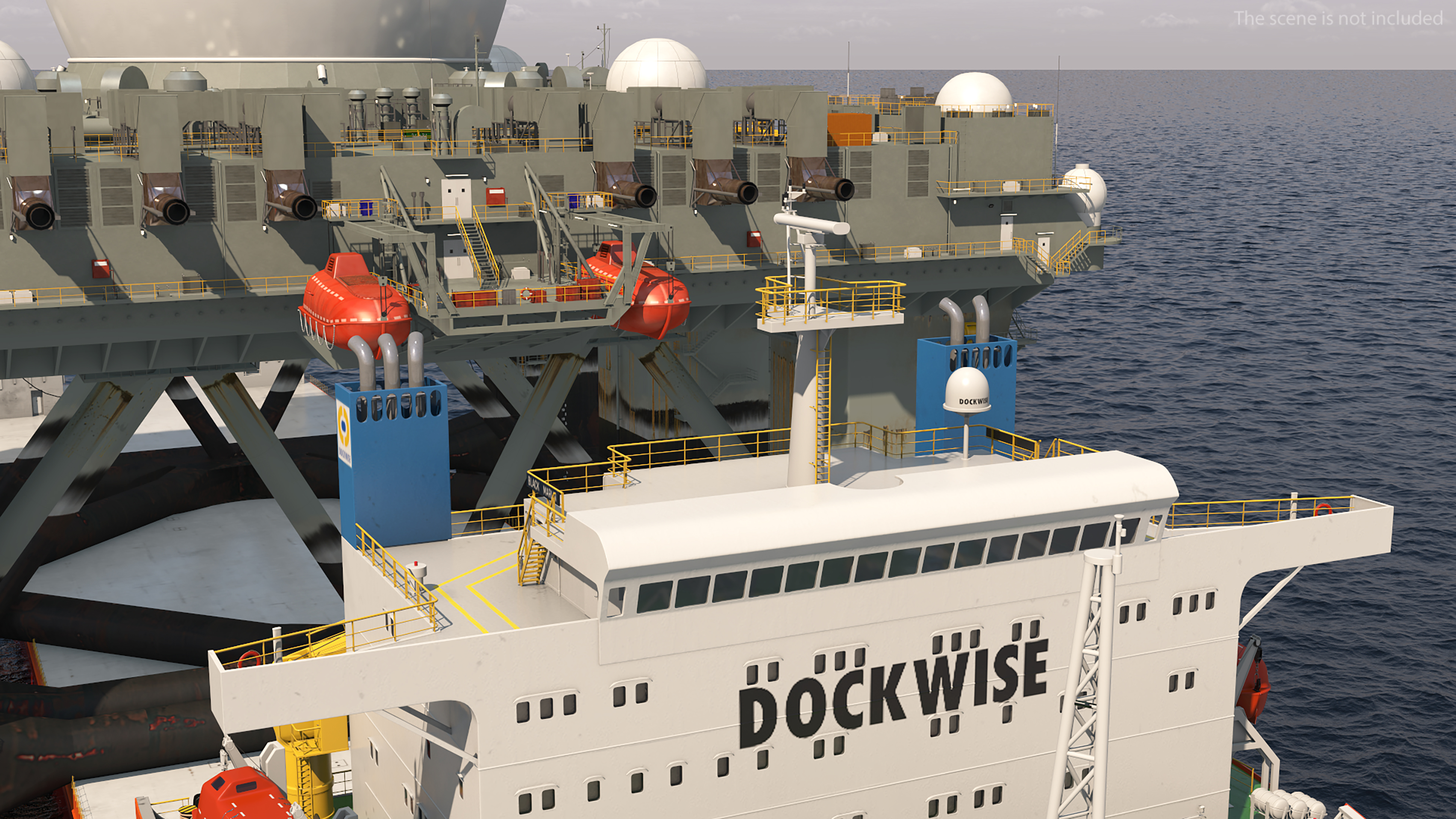 Blue Marlin Heavy Lift Vessel with Sea SBX RIgged 3D model