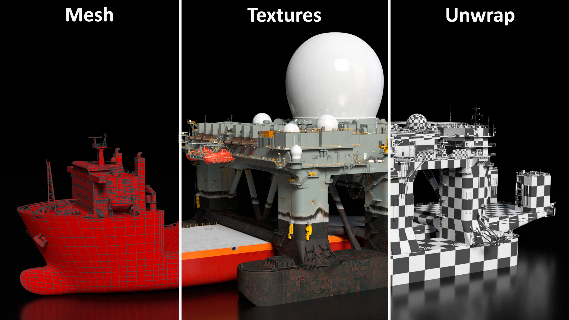 Blue Marlin Heavy Lift Vessel with Sea SBX RIgged 3D model
