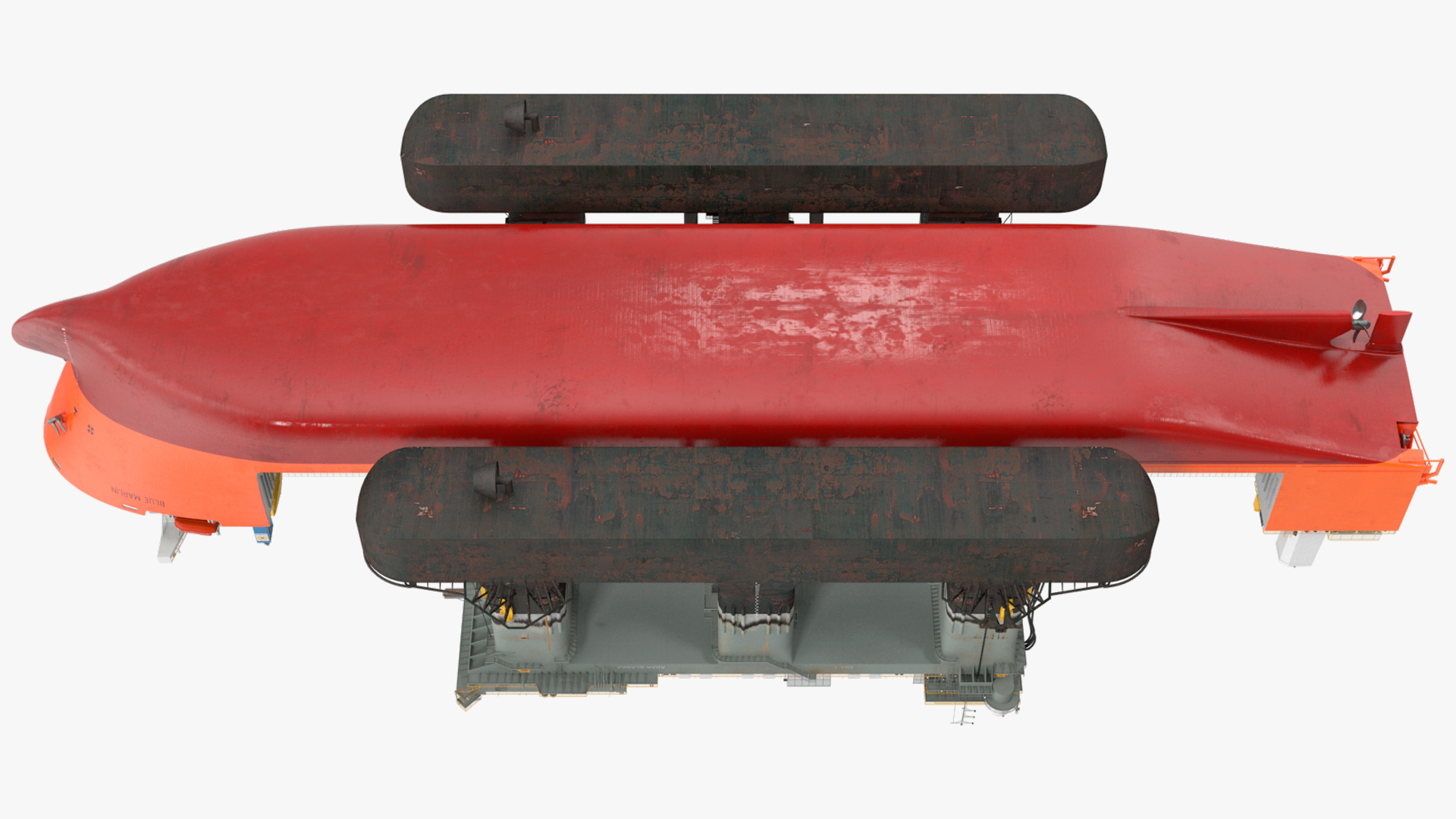 Blue Marlin Heavy Lift Vessel with Sea SBX RIgged 3D model