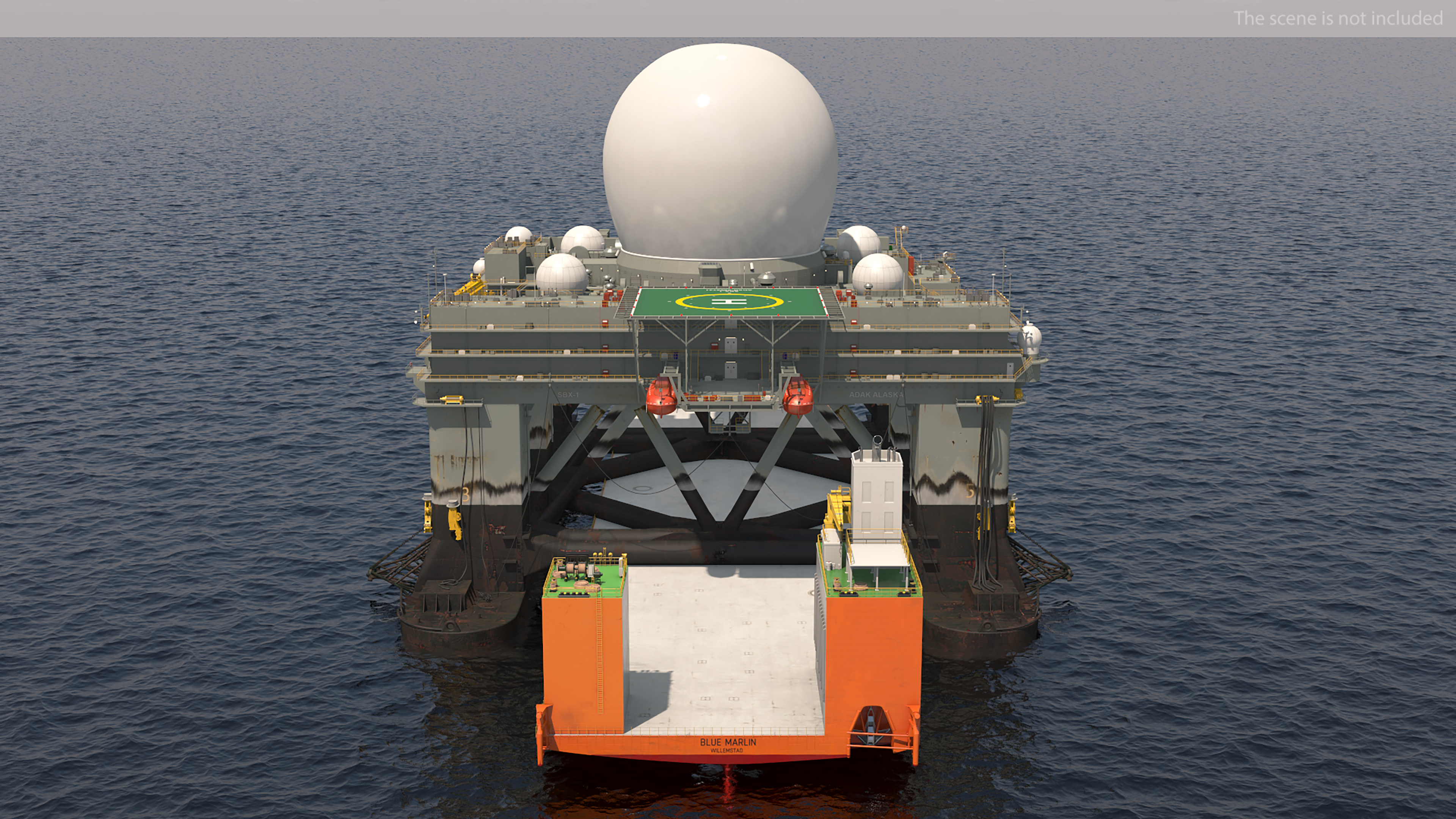 Blue Marlin Heavy Lift Vessel with Sea SBX RIgged 3D model