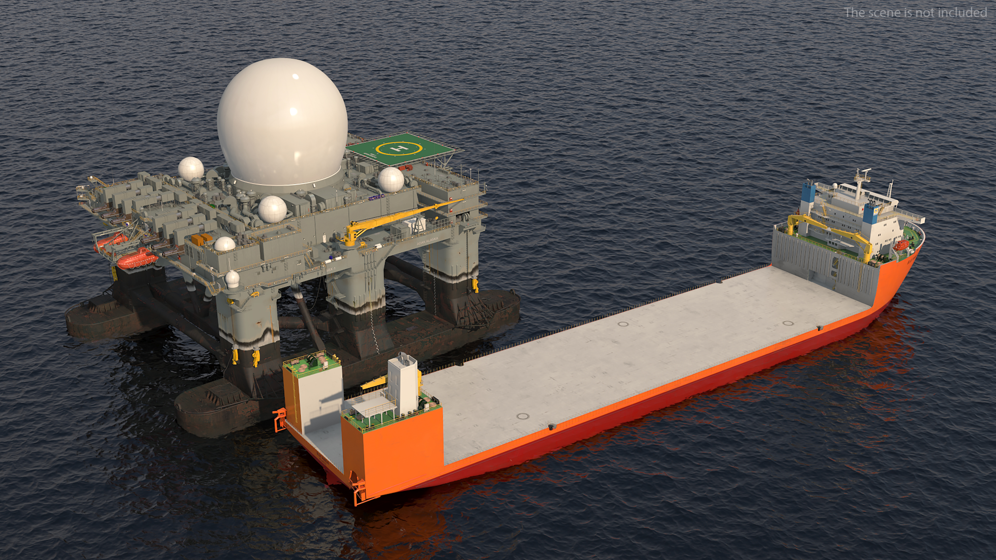 Blue Marlin Heavy Lift Vessel with Sea SBX RIgged 3D model