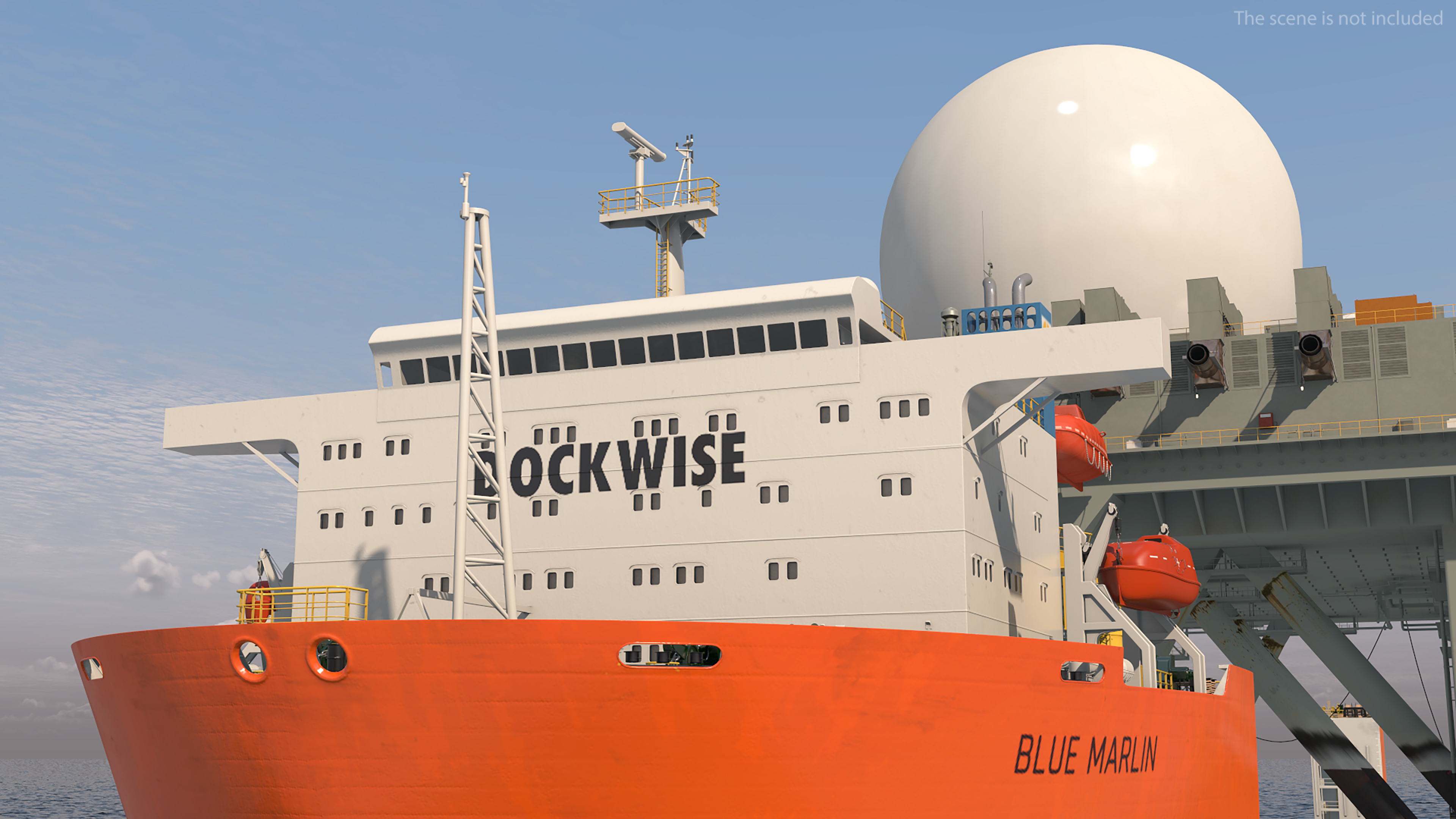 Blue Marlin Heavy Lift Vessel with Sea SBX RIgged 3D model