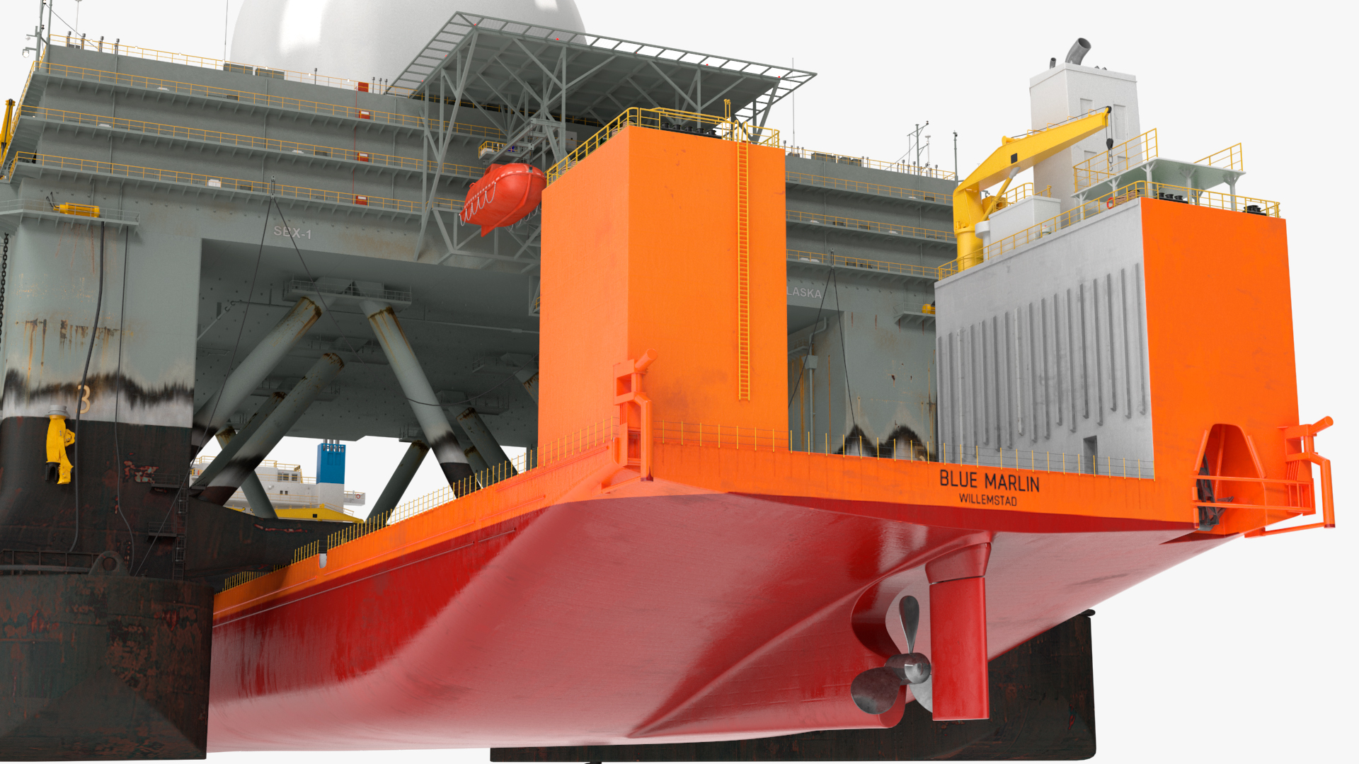 Blue Marlin Heavy Lift Vessel with Sea SBX RIgged 3D model