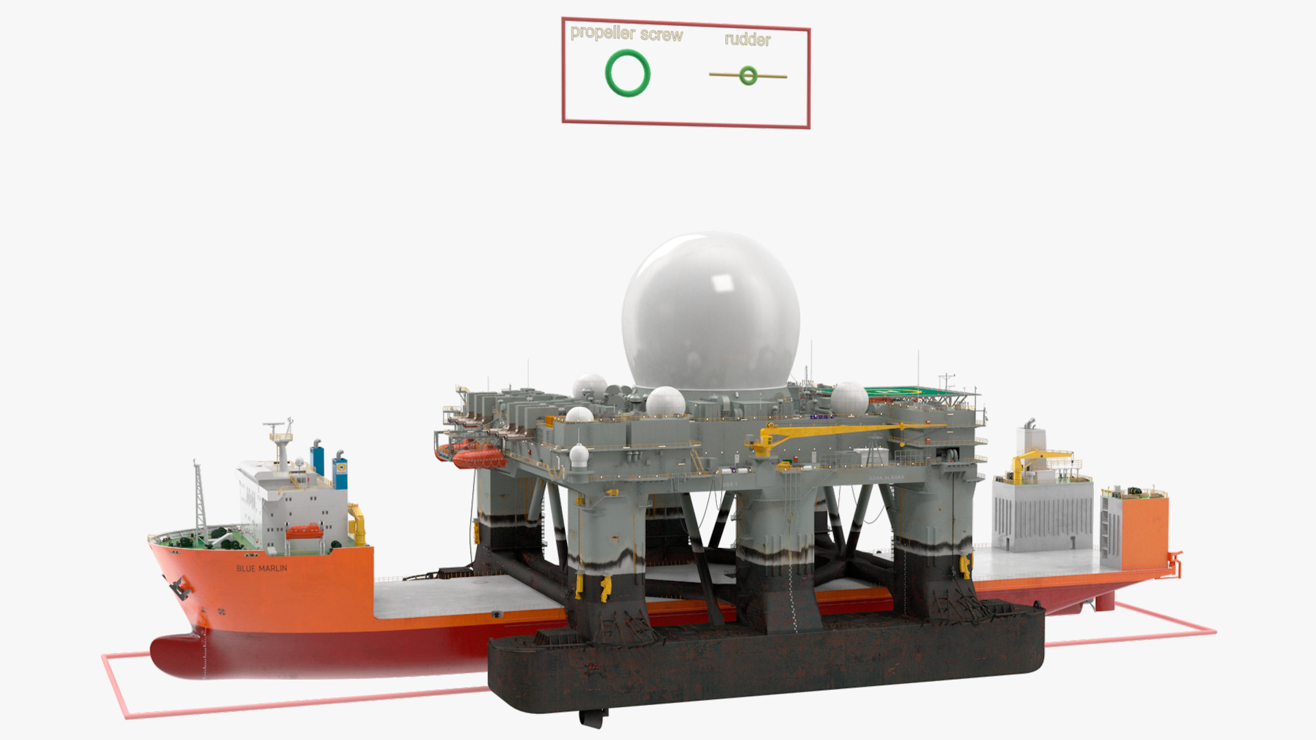 Blue Marlin Heavy Lift Vessel with Sea SBX RIgged 3D model