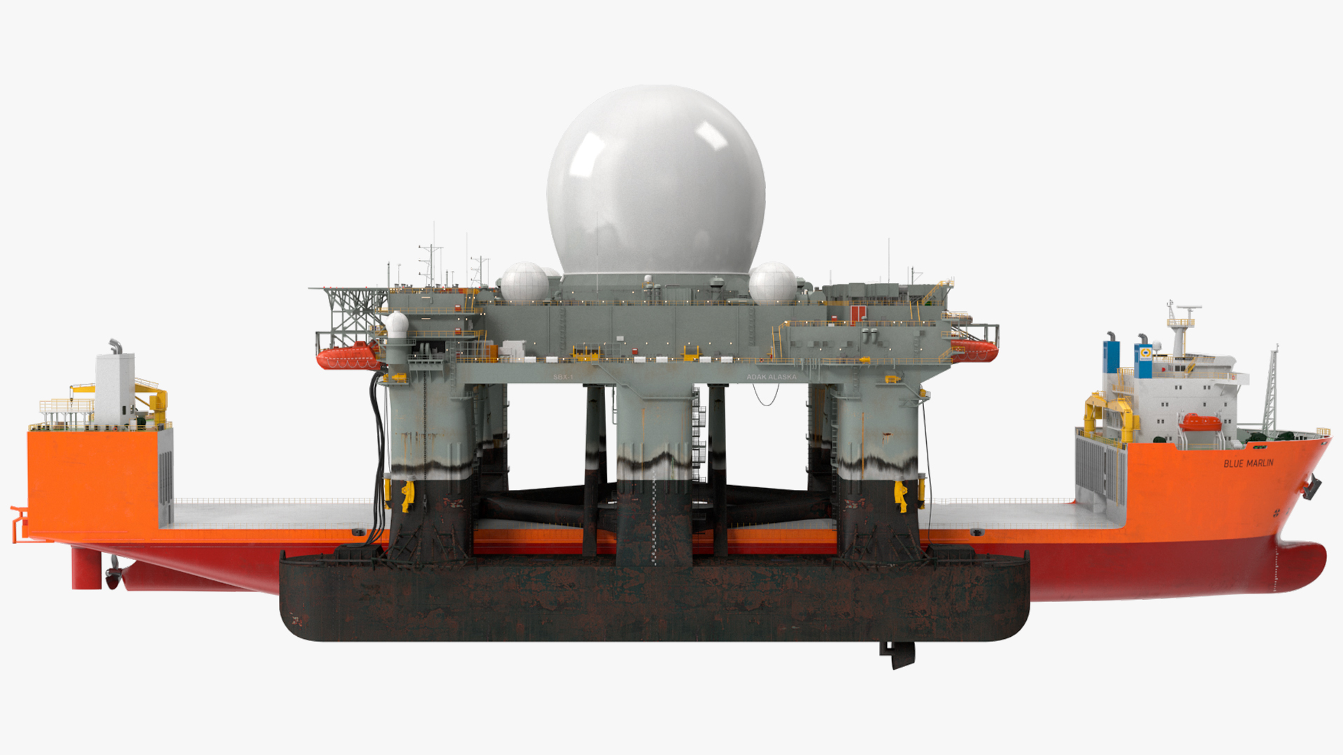 Blue Marlin Heavy Lift Vessel with Sea SBX RIgged 3D model