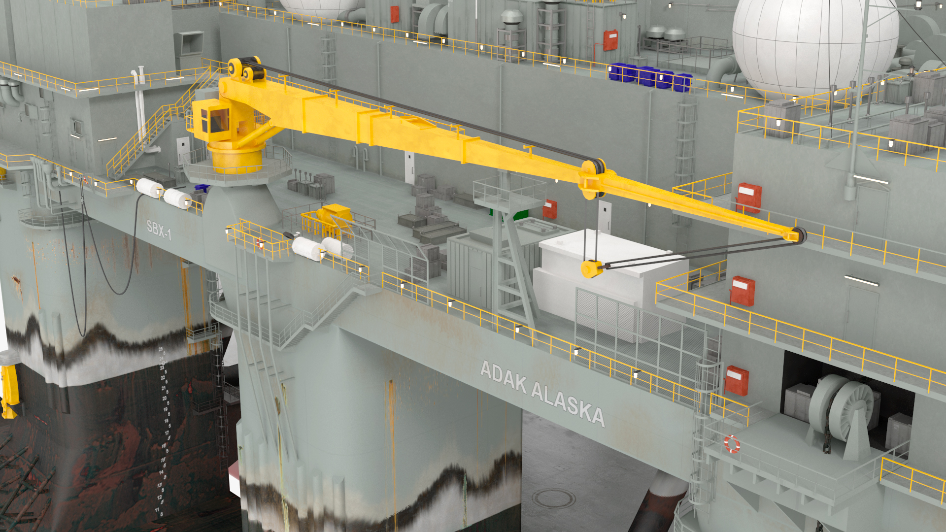 Blue Marlin Heavy Lift Vessel with Sea SBX RIgged 3D model