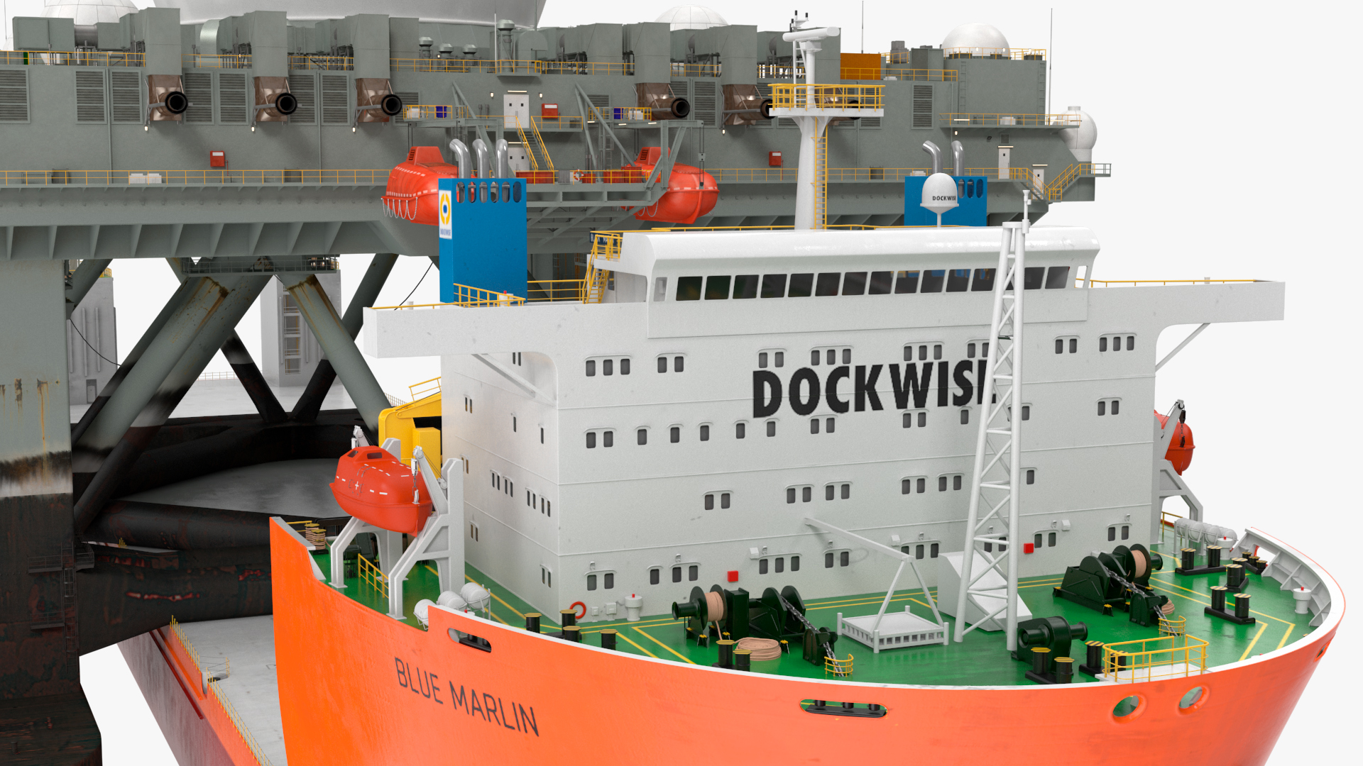 Blue Marlin Heavy Lift Vessel with Sea SBX RIgged 3D model