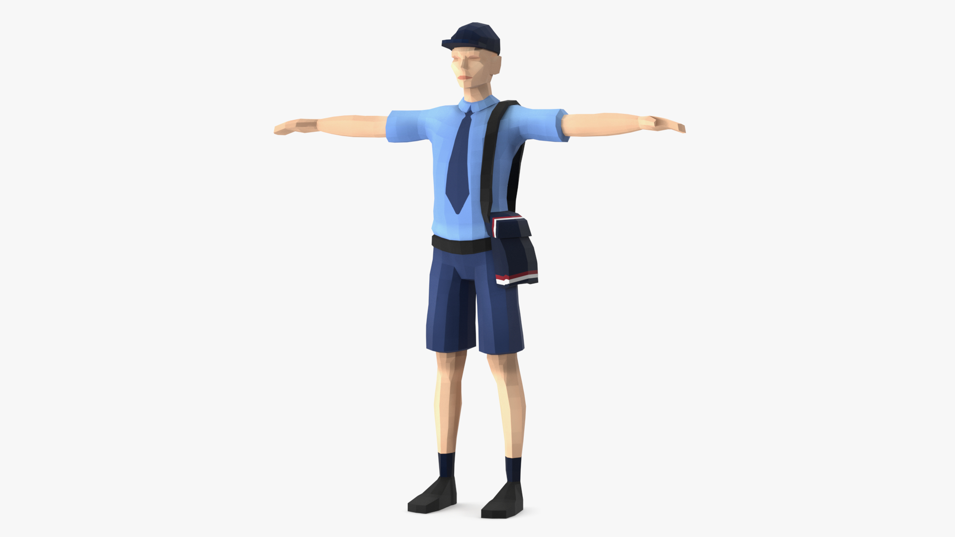 3D Postman Low Poly Rigged model